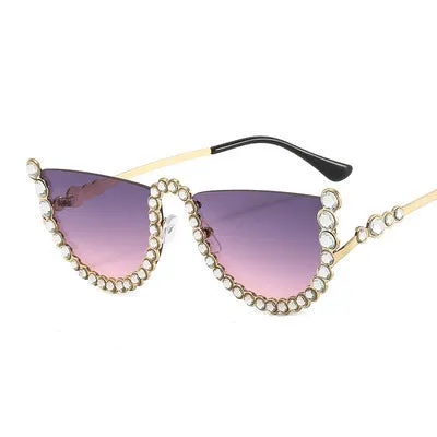 Sunglasses sun Shades Gorgeous Diamond Fashion Metal Color Half Frame Personalized unisex