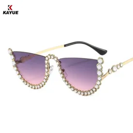 Sunglasses sun Shades Gorgeous Diamond Fashion Metal Color Half Frame Personalized unisex