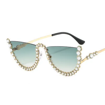Sunglasses sun Shades Gorgeous Diamond Fashion Metal Color Half Frame Personalized unisex