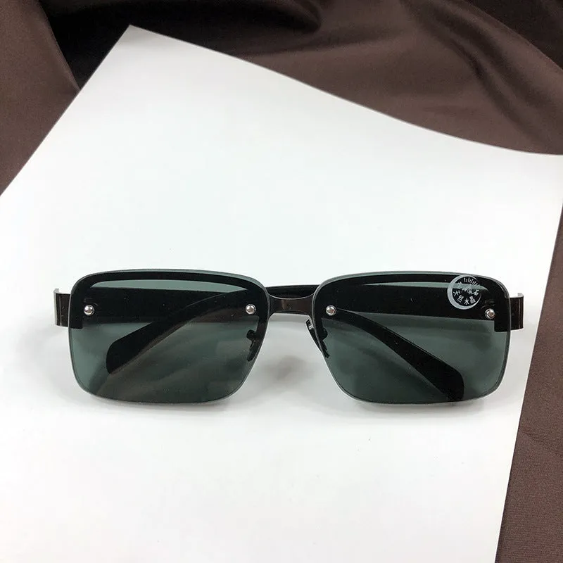 Sunglasses sun Shades Half Frame Perforated Men's Square Crystal Glass Crystal shade unisex