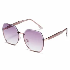 Sunglasses sun Shades Large Frame Gradient Gray Frameless Fashion Comes with Makeup UV Protection Driving unisex