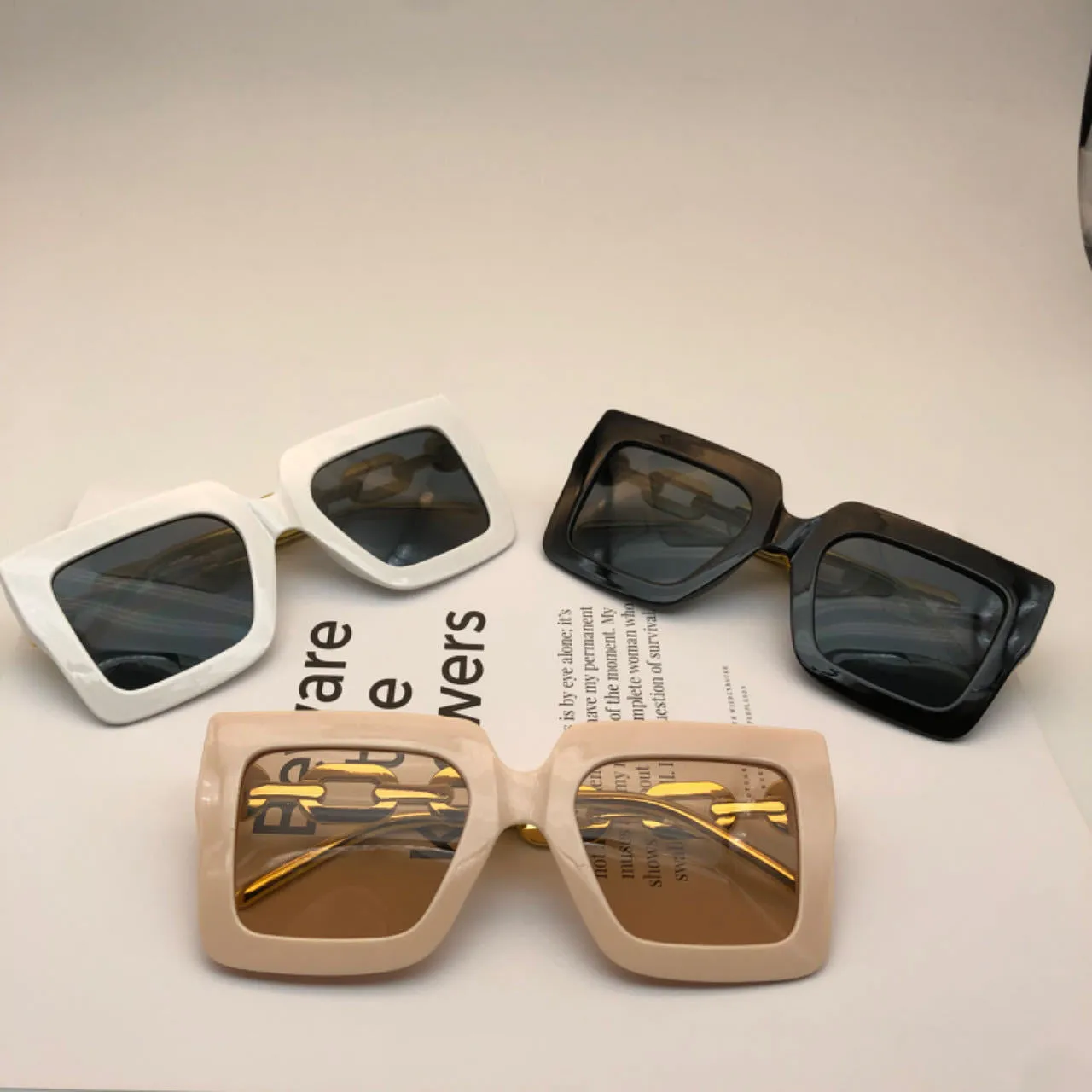 Sunglasses sun Shades Large Rim High Grade Box Chain unisex