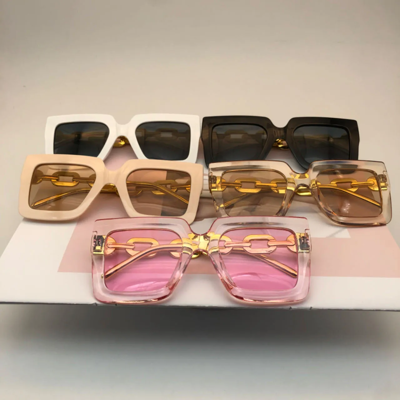 Sunglasses sun Shades Large Rim High Grade Box Chain unisex