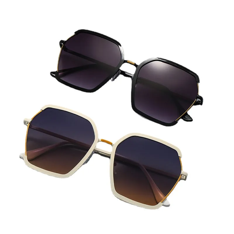 Sunglasses sun Shades Metal Large Frame Frame Gradient Color UV Protection High Grade Women's unisex