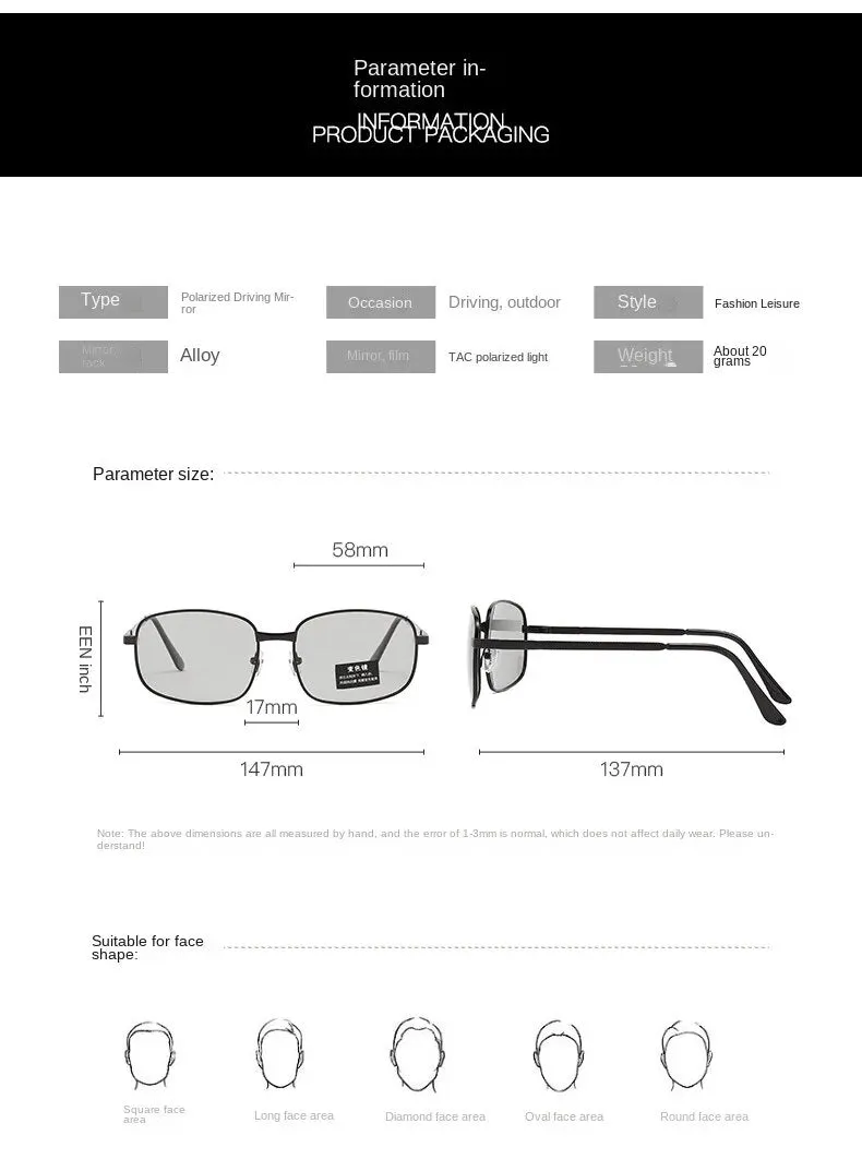 Sunglasses sun Shades Metal Men's Cool Color Changing Polarized UV Protection Driving for Fishing unisex