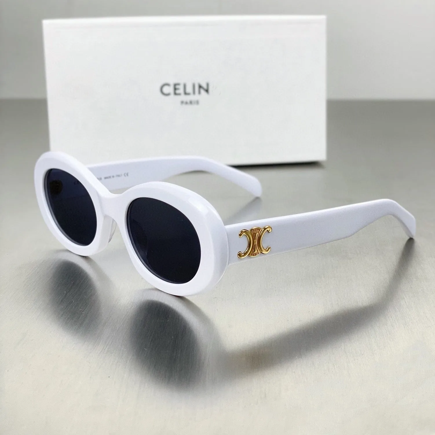 Sunglasses sun Shades Oval French Retro High Street White Cat Eye Women unisex