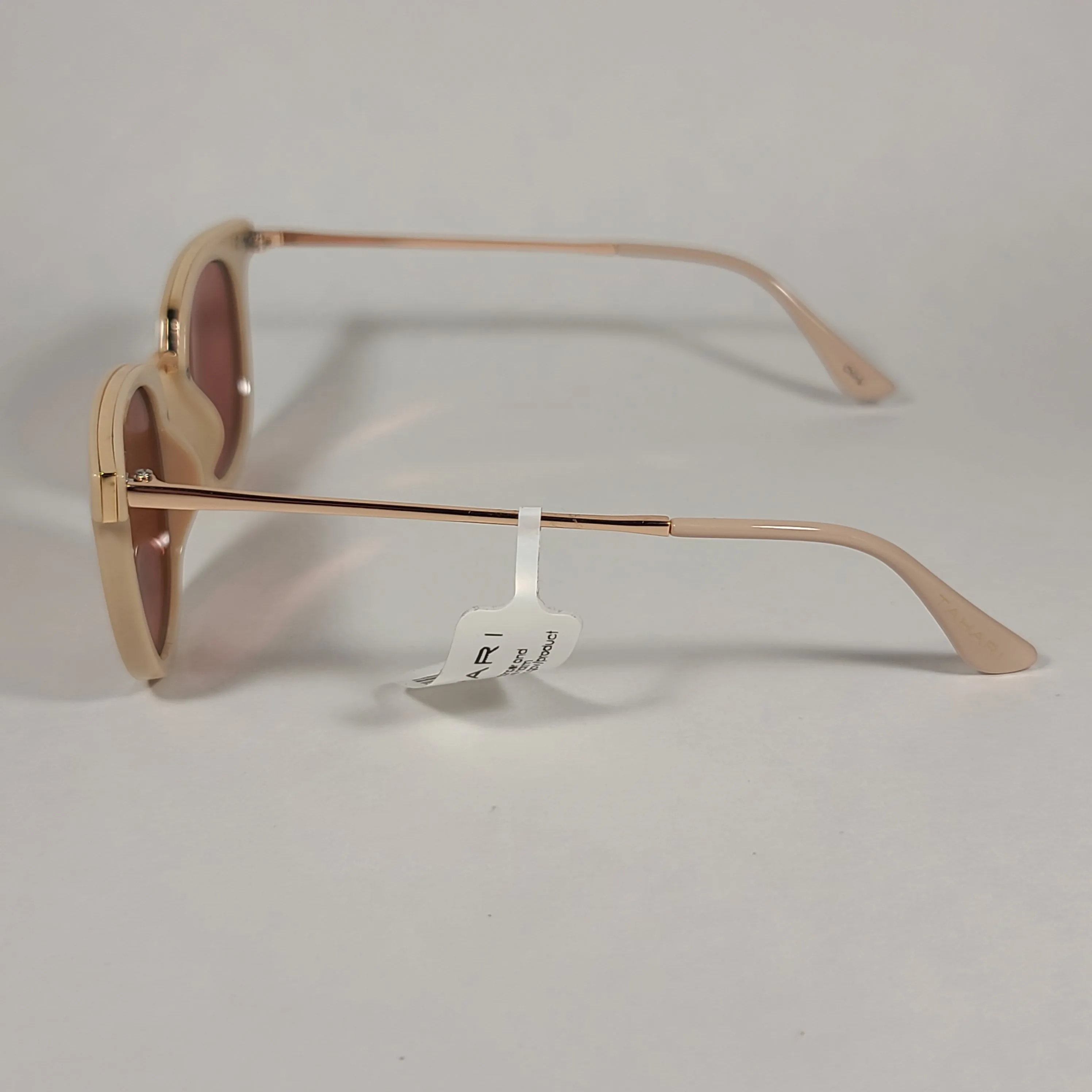 Tahari Round Sunglasses Nude And Rose Gold Frame Silver Mirror Lens TH713 ND