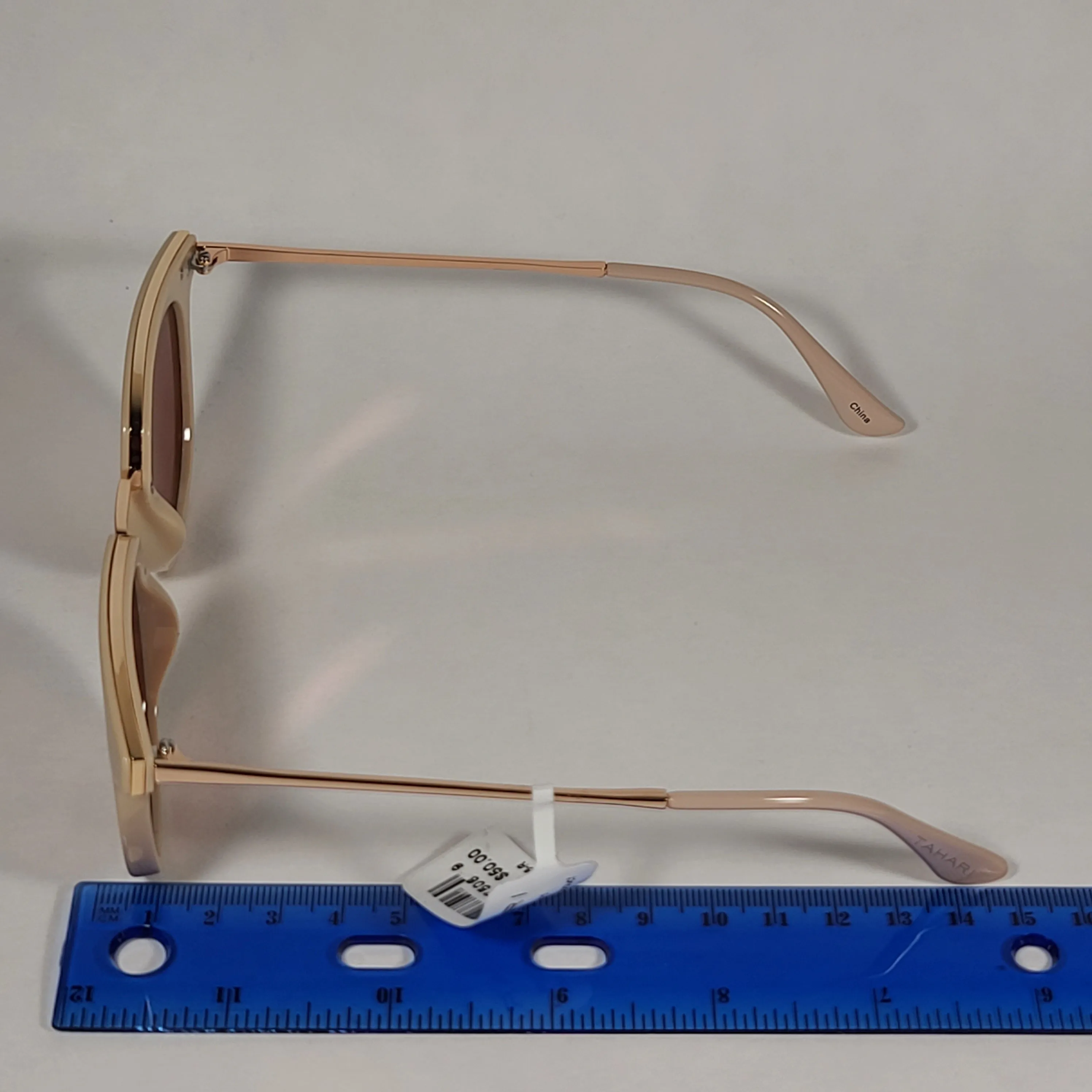 Tahari Round Sunglasses Nude And Rose Gold Frame Silver Mirror Lens TH713 ND