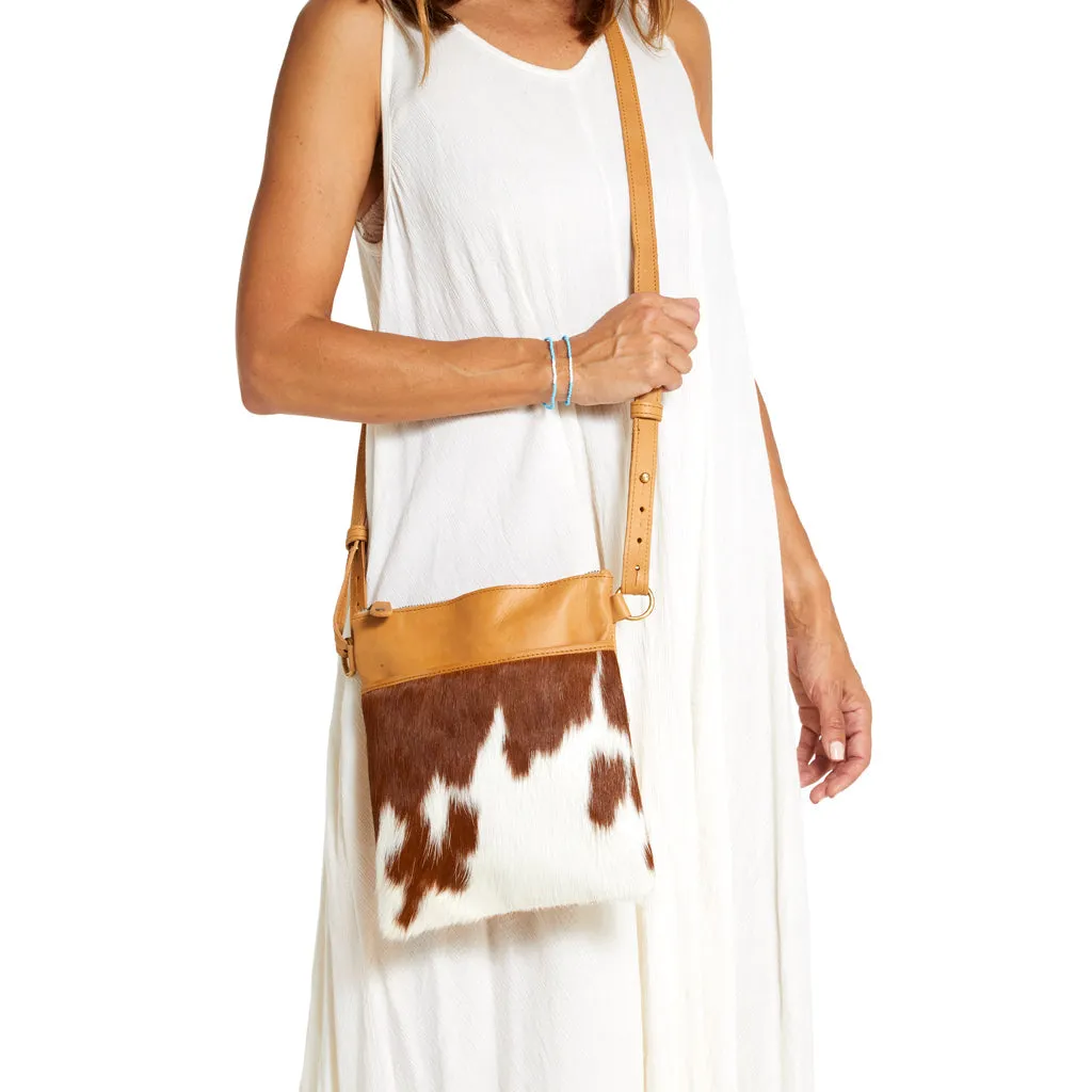 Tsavo Crossbody Pouch, Tan & White