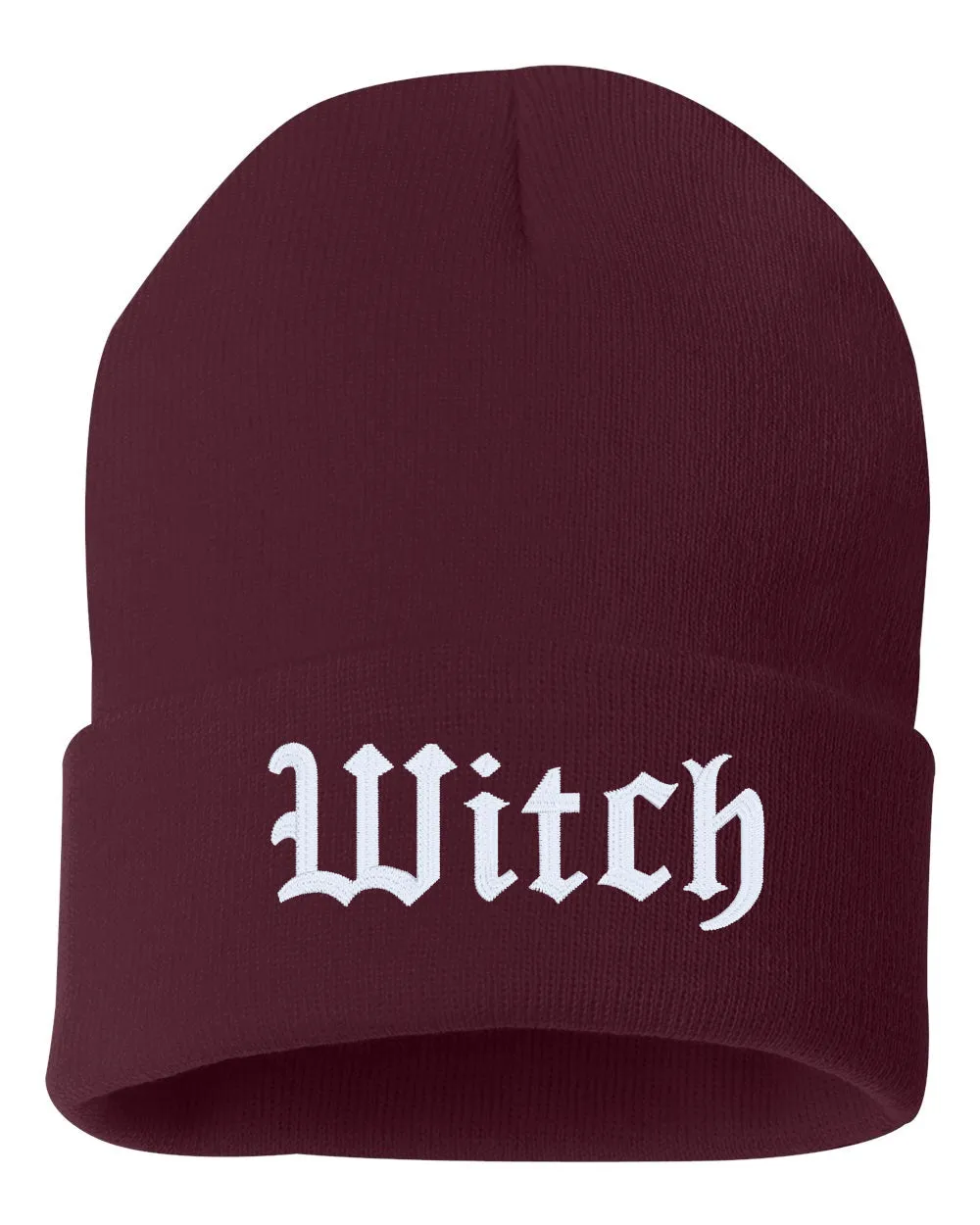 WITCH Embroidered Cuffed Beanie Hat