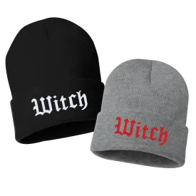 WITCH Embroidered Cuffed Beanie Hat