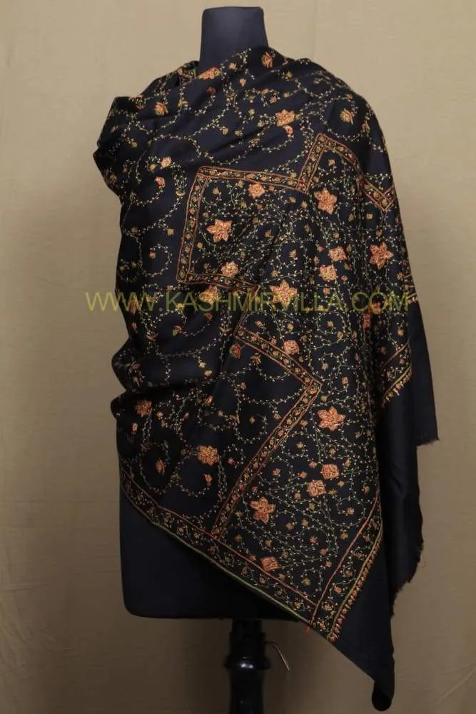 With The Base Of SemiPashmina This Black Colour Shawl With AllOver Sozni Jaal Is Extermly Beautiful.
