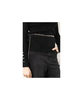 WOMEN'S CURB CHAIN WAIST BELT IN GOLD