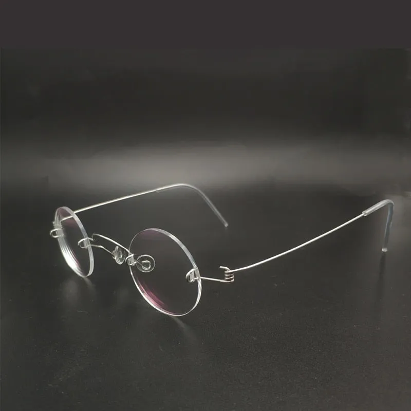 Yujo Unisex Rimless Small Round Screwless Stainless Steel Reading Glasses Y020