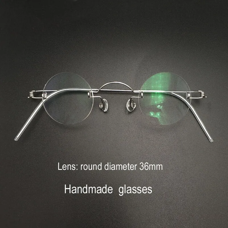 Yujo Unisex Rimless Small Round Screwless Stainless Steel Reading Glasses Y020