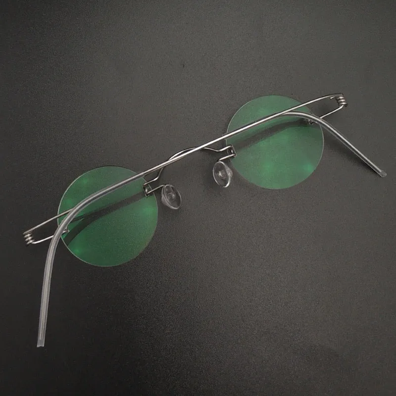 Yujo Unisex Rimless Small Round Screwless Stainless Steel Reading Glasses Y020