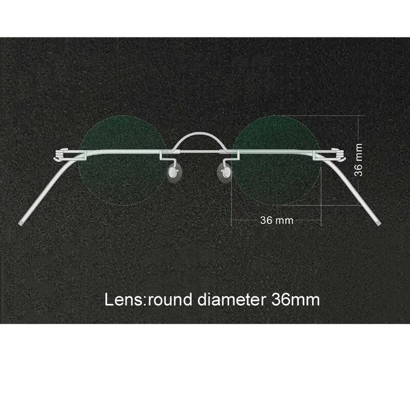 Yujo Unisex Rimless Small Round Screwless Stainless Steel Reading Glasses Y020