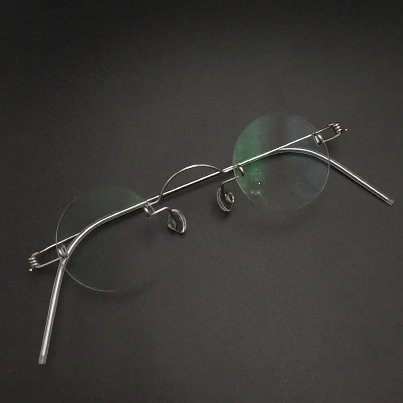 Yujo Unisex Rimless Small Round Screwless Stainless Steel Reading Glasses Y020