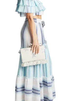 Z&L Metallica Stardust Clutch Bag - Off White Silver Stars